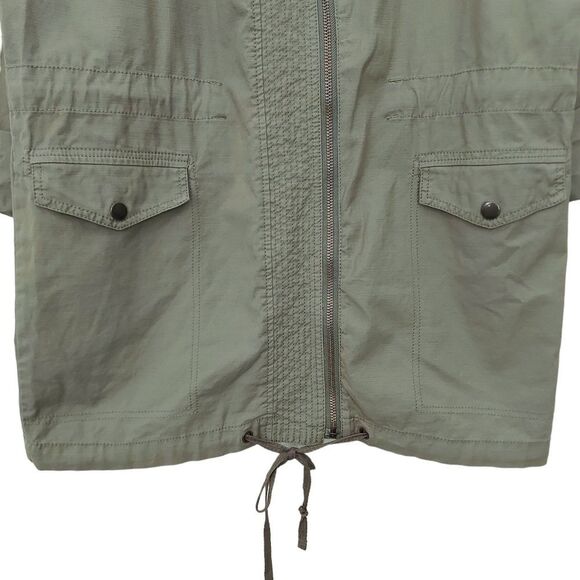 Trouve Hooded Utility Jacket Womens Small Green Oversized Full Zip Cotton - Picture 6 of 13